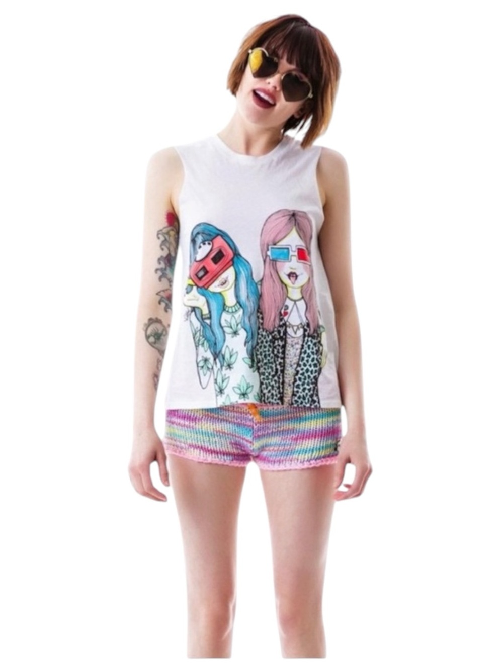 VHTF: Valfre ☻ Vision Girls Weed 3D Muscle Tee ☻ Hand Drawn Graphics ☻︎ Small - Picture 14 of 16